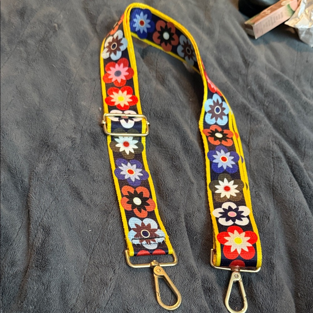 Floral Patterned Strap with Gold Hardware